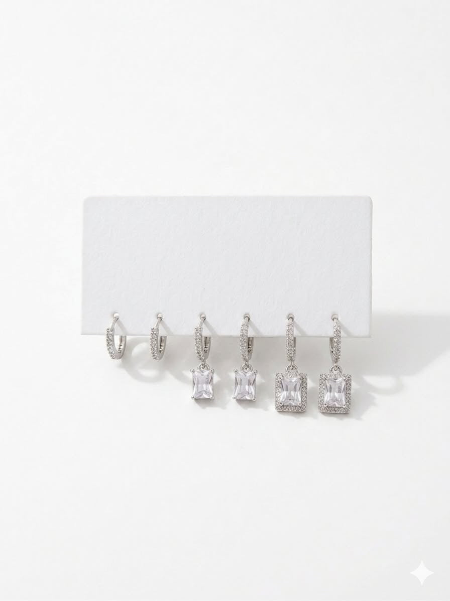 Set 6 orecchini "shine" silver